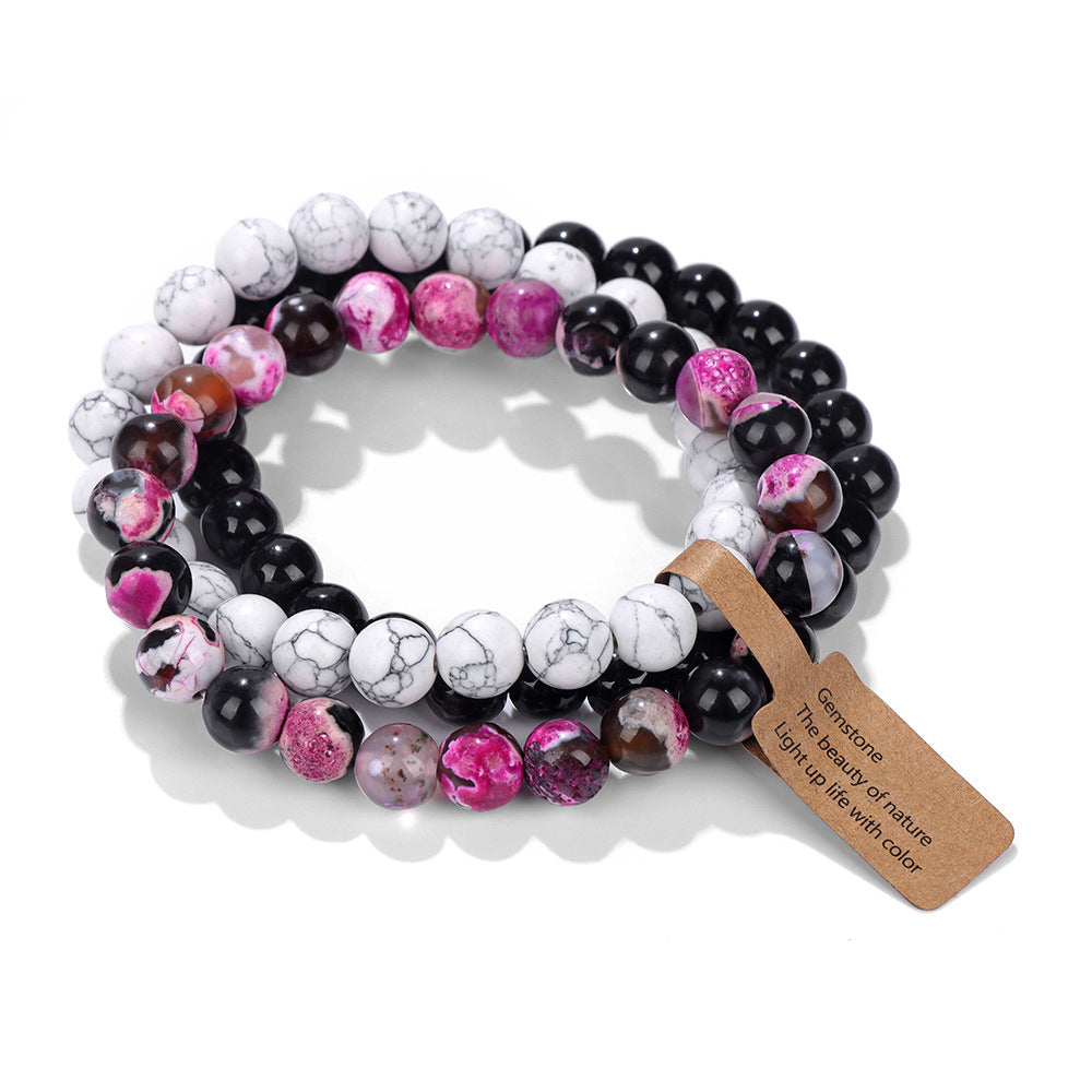 8mm Natural Stone Beads Elastic Bracelet for Women