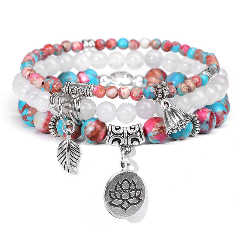 Bohemian Natural Stone Agate Beads Elastic Bracelet