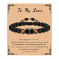 Bead Bracelet for Mens Gifts Black Agate Stone Bracelet With Initial