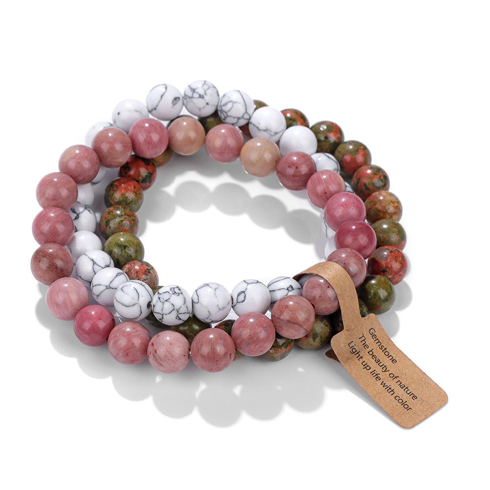 8mm Natural Stone Beads Elastic Bracelet for Women