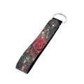 STUOARTE Rose Print Wristlet Keychain Lanyard for Women Girls Long Lanyard Keychain Hand Wrist Car Key Chain Key Holder Neoprene Wristlet Keychain Strap with Key Ring